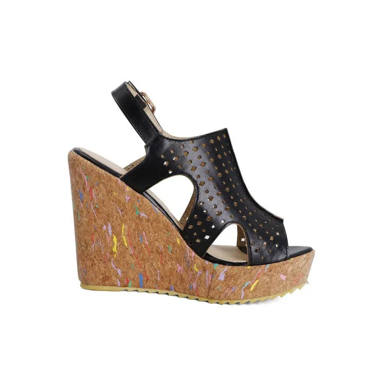 Women's Open Toe High Heel Platform Wedges Sandals