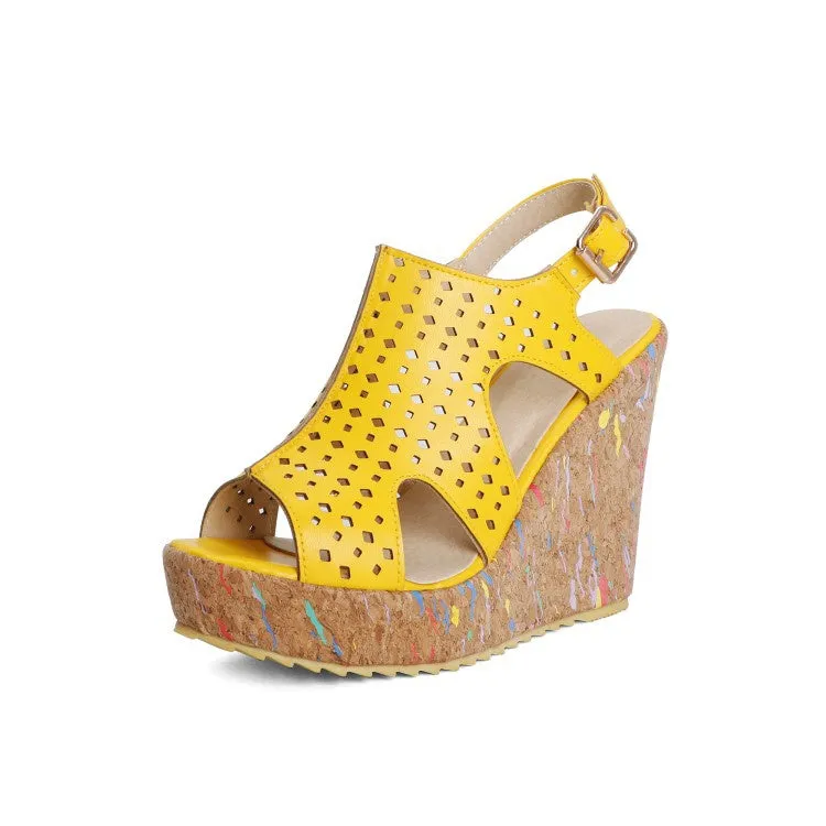 Women's Open Toe High Heel Platform Wedges Sandals
