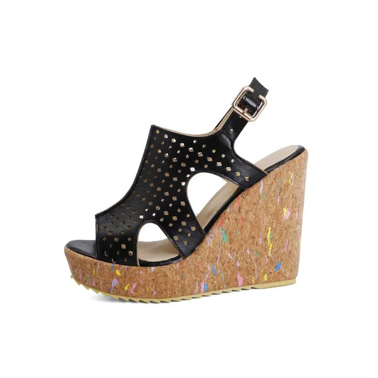 Women's Open Toe High Heel Platform Wedges Sandals