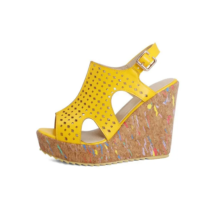 Women's Open Toe High Heel Platform Wedges Sandals
