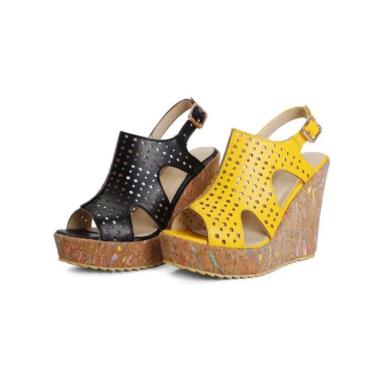 Women's Open Toe High Heel Platform Wedges Sandals