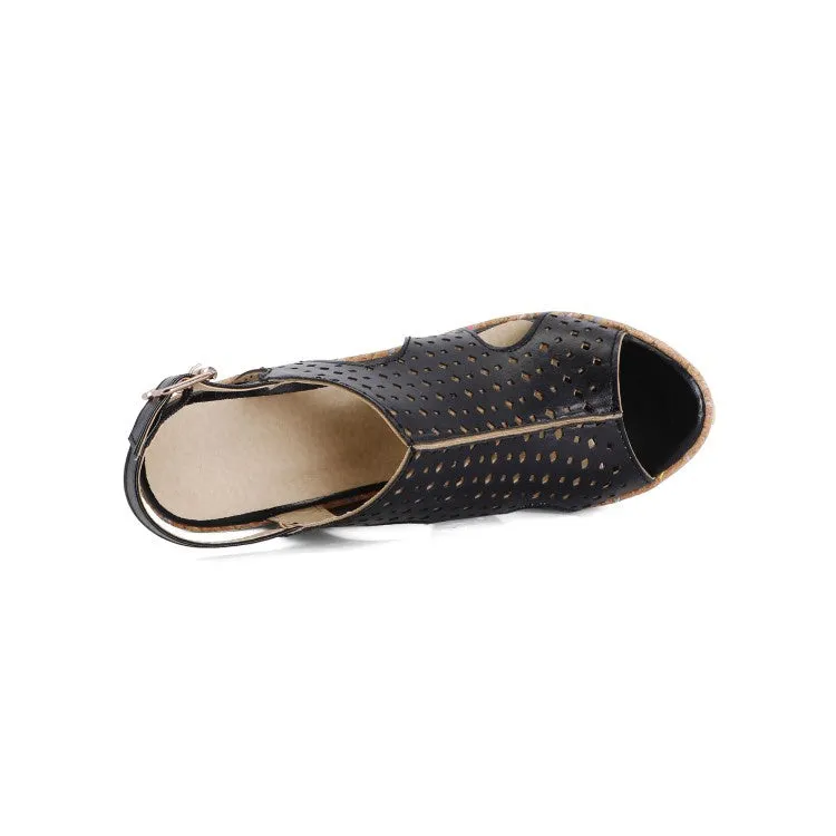 Women's Open Toe High Heel Platform Wedges Sandals