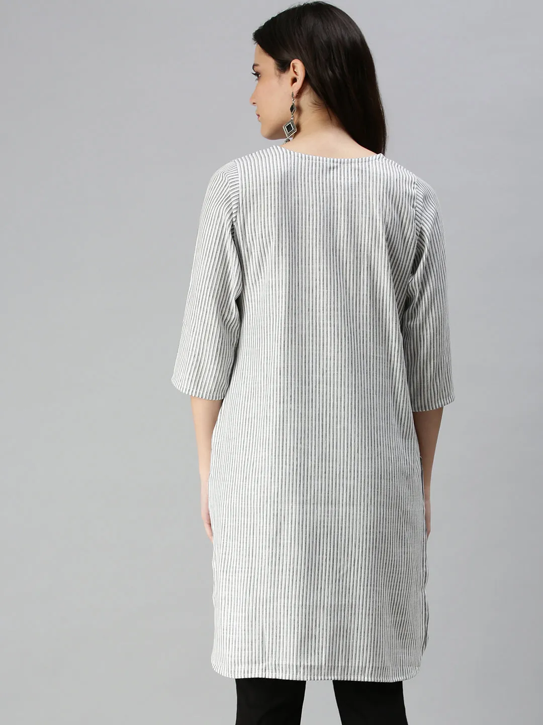 Women's White Printed Straight Kurti
