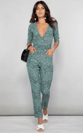Zion Jumpsuit in Mint Ditzy Leopard