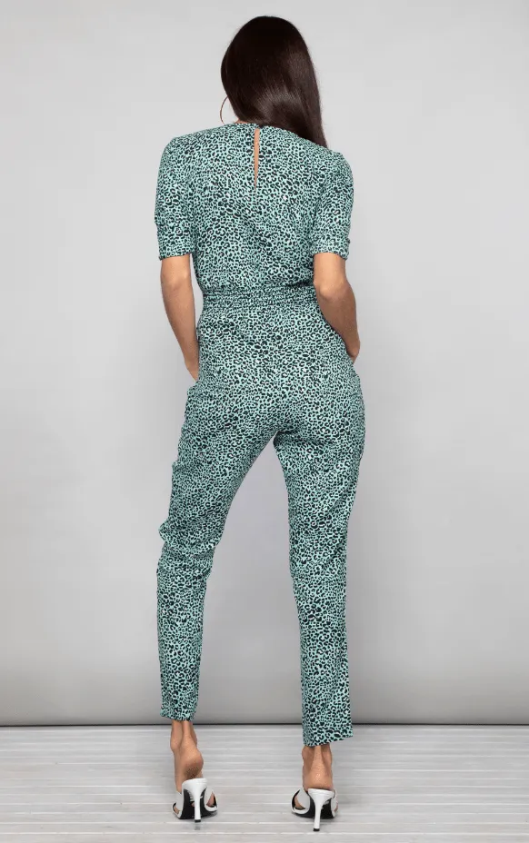 Zion Jumpsuit in Mint Ditzy Leopard